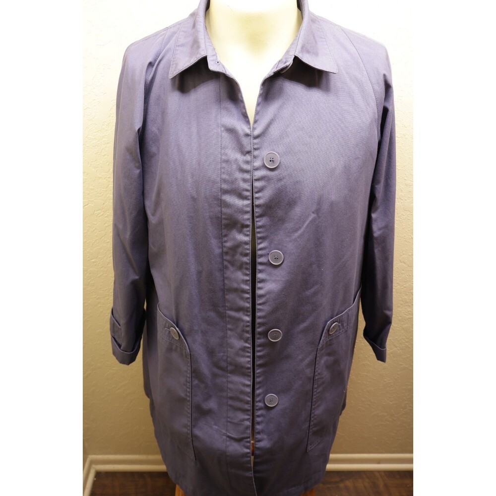 VTG Clipper Mist Londontown Trench Coat Jacket Purple Blue Faux Fur Lined Turkey